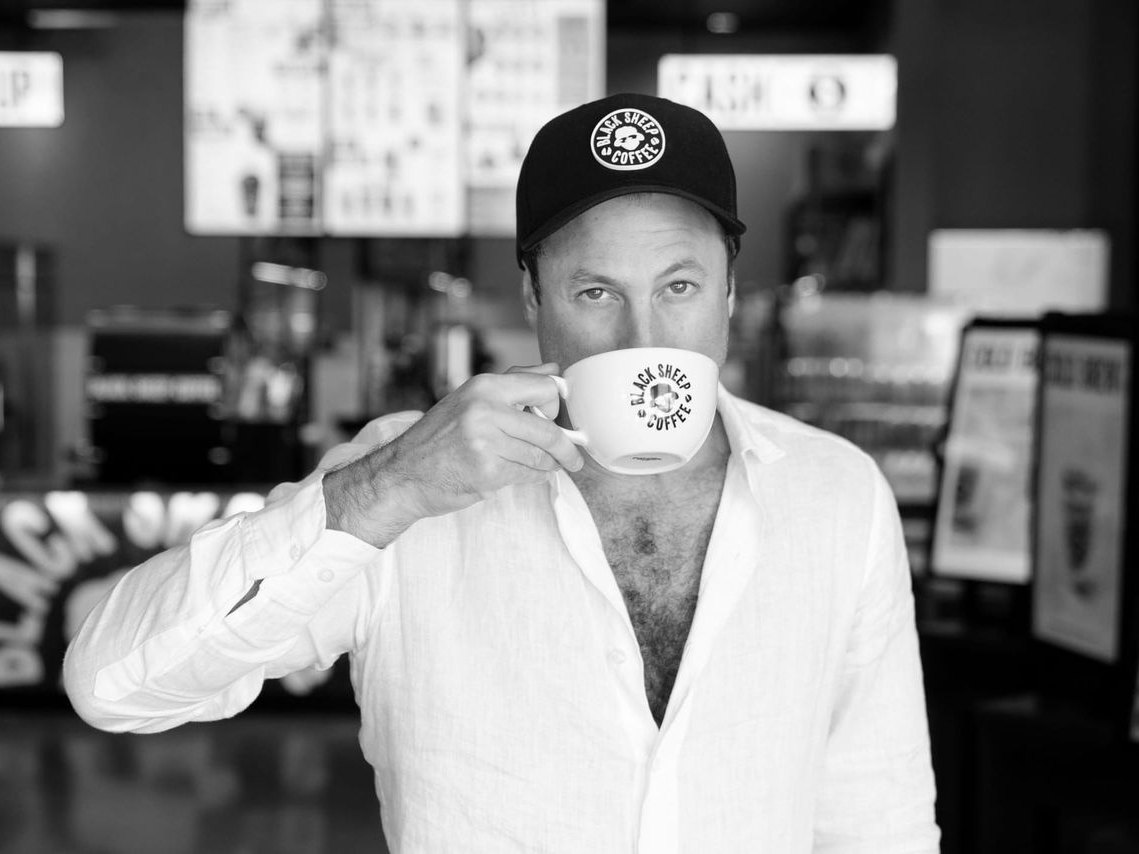 Gabriel Shohet in a Black Sheep Coffee store