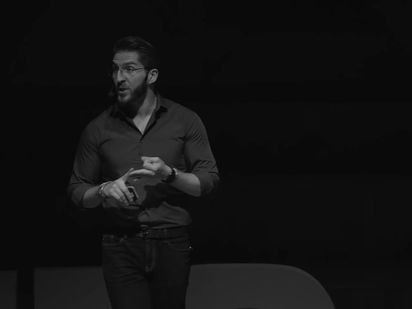 Marek Zmyslowski on stage at TEDxKoszalin